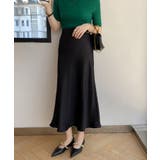 ブラック | 韓国風サテンマーメイドスカート 韓国ファッション ハイウエスト | aimoha 