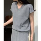 Vネックニットセットアップ 2点セット ニット+スカートセット | aimoha | 詳細画像3