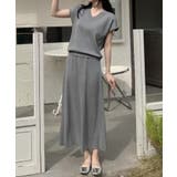 Vネックニットセットアップ 2点セット ニット+スカートセット | aimoha | 詳細画像5