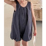 ネイビー | 【aimoha-KIDS-】ギャザー入りバルーンロンパース | aimoha kids