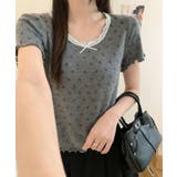 ドット柄半袖トップス | aimoha | 詳細画像9