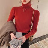 レッド | シンプルタートルネックニットトップス 韓国ファッション ワンピース | aimoha 