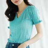 Vネックレース編みシアー半袖トップス Jasmine Grandiflorum | aimoha  | 詳細画像1 