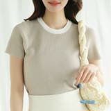 「Jasmine」バイカラーニット半袖Tシャツ レディース【SS】 | aimoha | 詳細画像1