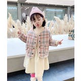 ピンク | 韓国子供服 チェック柄暖かいボア裏地ノーカラージャケット キッズ | aimoha kids