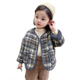 韓国子供服 チェック柄暖かいボア裏地ノーカラージャケット キッズ | aimoha kids | 詳細画像6