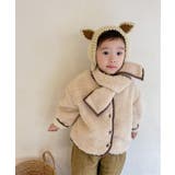ベージュ | 韓国子供服 暖かいボアジャケット+マフラーセット キッズ | aimoha kids
