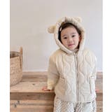 ベージュ | 韓国子供服 クマ耳付き 暖かいフード付き中綿ジャケット | aimoha kids