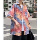 レッド | タイダイ柄半そで開襟シャツ Tシャツ 夏服 | aimoha men