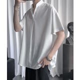 ホワイト | サラサラ立ち襟半袖シャツ オーバーサイズ Tシャツ | aimoha men
