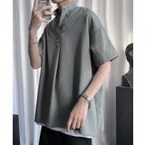 サラサラ立ち襟半袖シャツ オーバーサイズ Tシャツ | aimoha men | 詳細画像9