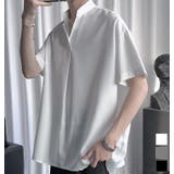 サラサラ立ち襟半袖シャツ オーバーサイズ Tシャツ | aimoha men | 詳細画像1