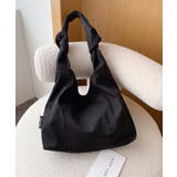 ブラック | シンプルナイロントートバッグ ショルダーバッグ 通学 | aimoha