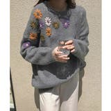 ダークグレー | 新作 花刺繍ニットセーター 韓国ファッション | aimoha 