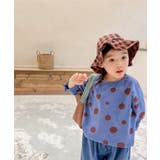 ブルー | aimoha KIDS レトロ調可愛いドット柄ブラウス | aimoha kids