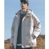 ホワイト | HOOK 英字刺繍中綿 フード付きダウンジャケット | HOOK