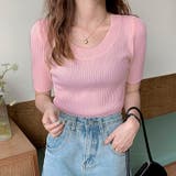 ピンク | ラウンドネックシンプルカットソー 韓国ファッション ハイウエスト | aimoha 