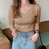 ベージュ | ラウンドネックシンプルカットソー 韓国ファッション ハイウエスト | aimoha 