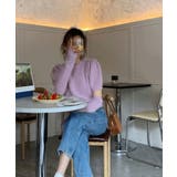 パープル | アームウォーマー付きトップス アームウォーマーニットトップスセット | aimoha 