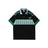 ブラック | HOOK  original レーシング風ブロックチェック切り替え半袖ハーフジッ… | HOOK