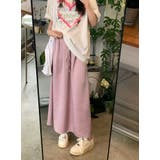 パープル | ゴム入りウエストロングスカート 韓国ファッション ハイウエスト | aimoha