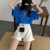 ホワイト | ハイウエストAラインデニムショーツ ショートパンツ 韓国ファッション | aimoha