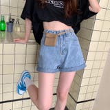 ハイウエストAラインデニムショーツ ショートパンツ 韓国ファッション | aimoha | 詳細画像5