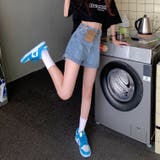 ハイウエストAラインデニムショーツ ショートパンツ 韓国ファッション | aimoha | 詳細画像12