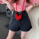 ブラック | ハイウエストAラインデニムショーツ ショートパンツ 韓国ファッション | aimoha
