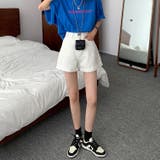 ハイウエストAラインデニムショーツ ショートパンツ 韓国ファッション | aimoha | 詳細画像2