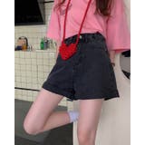 ハイウエストAラインデニムショーツ ショートパンツ 韓国ファッション | aimoha | 詳細画像3