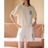 刺繍カットソーTシャツ+ショートパンツ セットアップ ルームウェア | aimoha | 詳細画像3