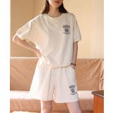 刺繍カットソーTシャツ+ショートパンツ セットアップ ルームウェア | aimoha | 詳細画像1