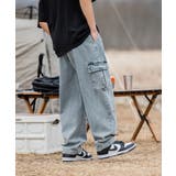 古着風ビッグポケット付きウォッシュ加工デニムカーゴパンツ 韓国 ストリート系 | HOOK | 詳細画像5