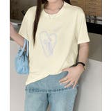 ライトベージュ | ハートロゴ 半袖Tシャツ | aimoha 