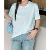 ライトブルー | ハートロゴ 半袖Tシャツ | aimoha 
