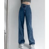 ブルー | 【Jasmine】ウエストデザインデニムパンツ Jasmine Grandifl… | aimoha 