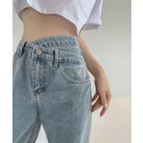 ライトブルー | 【Jasmine】ウエストデザインデニムパンツ Jasmine Grandifl… | aimoha 