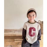 裾配色切り替えログプリントリンガーロングTEE ロンT スウェット | aimoha kids | 詳細画像9