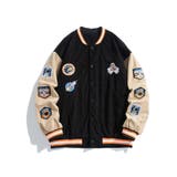 ブラック | 【HOOK】アメカジワッペン付きコーデュロイスタジャンジャケット ストリート系 … | HOOK