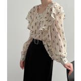 花柄 フリル衿ブラウス 韓国ファッション | aimoha  | 詳細画像11 