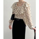 花柄 フリル衿ブラウス 韓国ファッション | aimoha  | 詳細画像12 