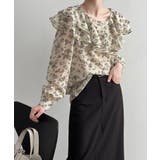 花柄 フリル衿ブラウス 韓国ファッション | aimoha  | 詳細画像3 