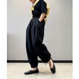 ブラック | ゆったりタック入りワイドパンツ リラックスパンツ ワイドパンツ | aimoha