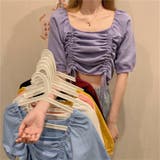 ギャザーストリングスカットソー 韓国ファッション ハイウエスト | aimoha | 詳細画像9