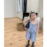 ブルー | 韓国子供服 無地裾フリルキャミソール+ショットパンツ セットアップ | aimoha kids