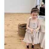 韓国子供服 無地裾フリルキャミソール+ショットパンツ セットアップ | aimoha kids | 詳細画像2 