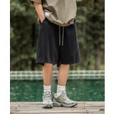 ブラック | 古着風ウォッシュ加工バンドデザインハーフパンツ 韓国ファッション ストリート系 | HOOK