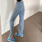 ライトブルー | スリット入りデニムパンツ 韓国ファッション ワンピース | aimoha 