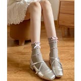 グレー | 韓国風リボン飾りレースソックス 靴下 韓国ファッション | aimoha